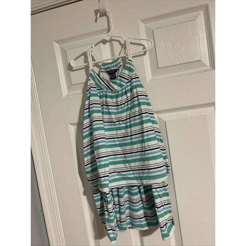 Náutica girl dress size 8 SLEEVELESS,TANK STYLE BLACK/TURQUOISE/WHITE/GREENS
